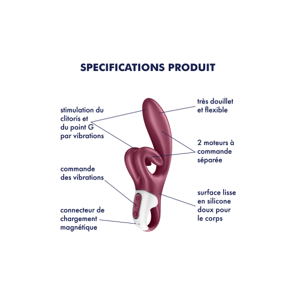 Vibromasseur rabbit point G rouge double stimulation clitoridienne Touch Me Satisfyer 